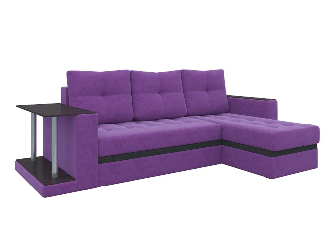 Атланта Фиолетовый Микровельвет, угловой диван