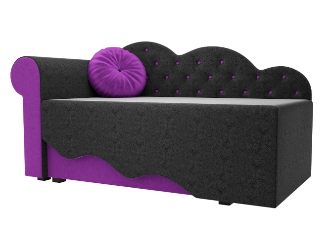 Тедди Черно-Фиолетовый Микровельвет, детский диван