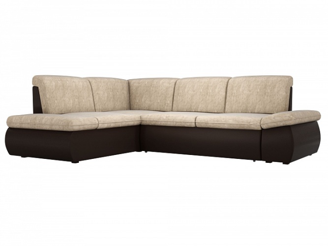 Дискавери бежево-коричневый, угловой диван