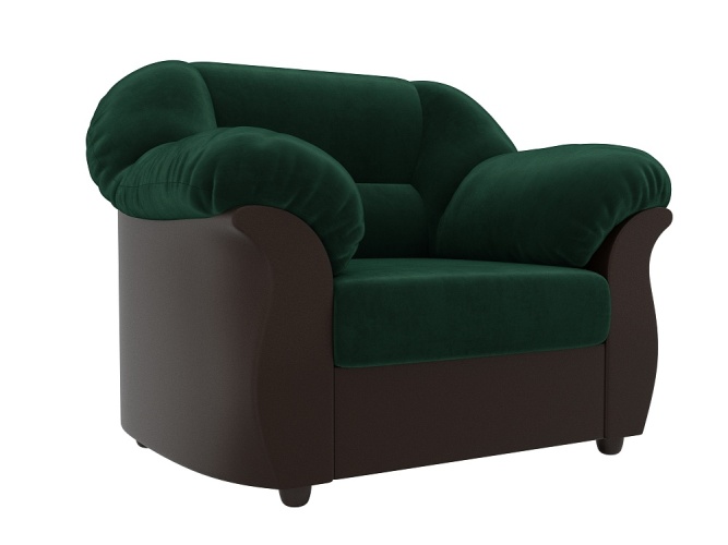 Карнелла Зелено-Коричневый Велюр Экокожа, кресло для отдыха