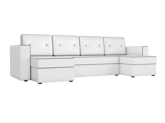 Принстон П-образный Белый Экокожа, угловой диван