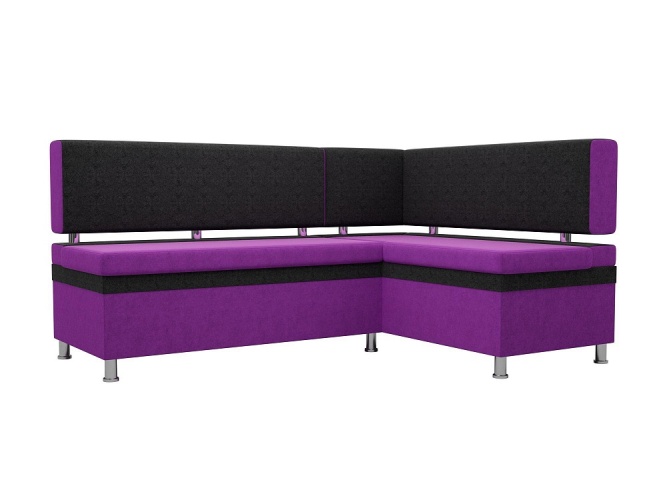 Стайл угловой Черно-Фиолетовый Микровельвет Правый, кухонный диван