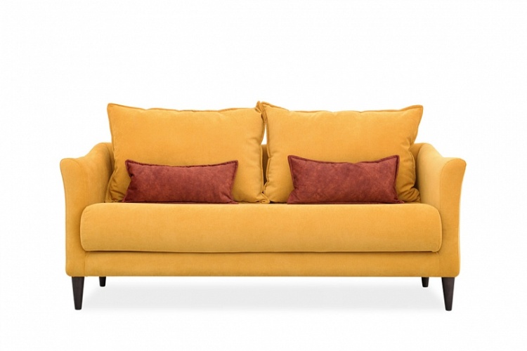 Картин Люкс нераскладной Желтый Велюр, диван софа