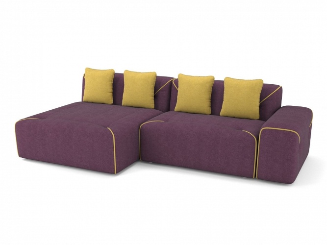 Поруто Portu Фиолетово-Горчичный Рогожка, угловой диван