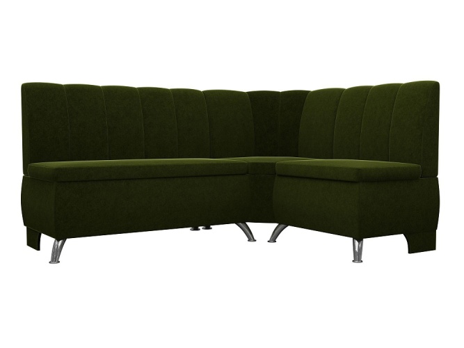 Кантри угловой Зеленый Вельвет Правый, кухонный диван