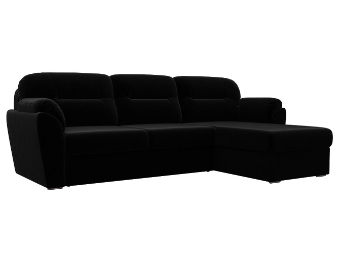 Бостон Luxe Черный Вельвет Правый, угловой диван